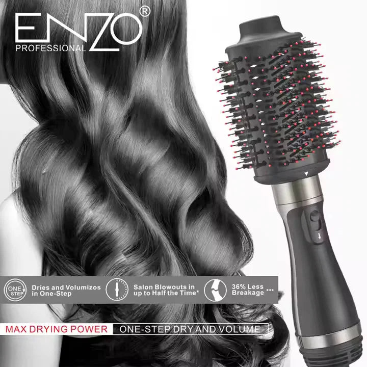 ENZO One-Step Hair Dryer & Volumizer Brush – Black