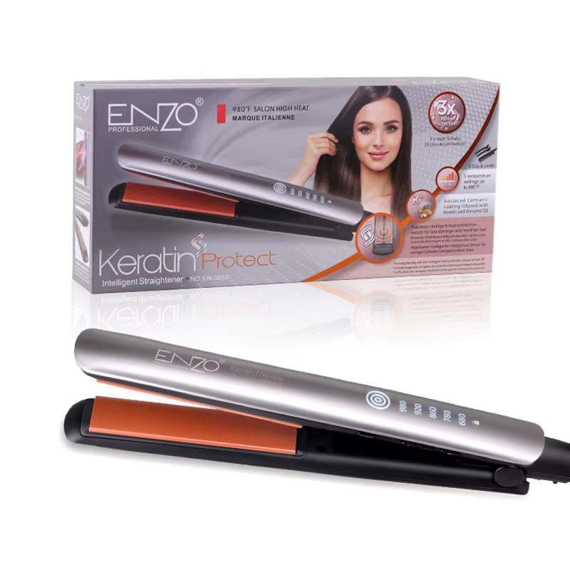 ENZO Keratin Protect Hair Straightener – Professional Ceramic Styling Iron